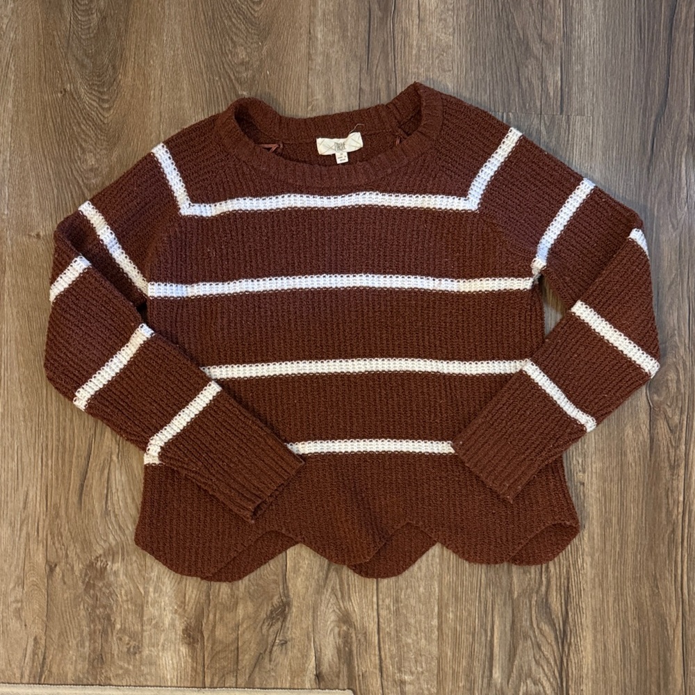 Elegant Striped Brown Sweater